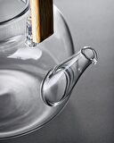 Ateşe Dayanıklı Çelik Süzgeçli Ahşap Saplı Lüx Cam Demlik 1500ML-20814