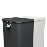 Motek Antrasit+Beyaz İkili Dokunmatik Kirli Çamaşır Sepeti 80 Litre