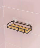 Banyo Düzenleyici Yapışkanlı Metal Banyo Rafı İkili Duş Rafı Organizer Şampuanlık Mat Siyah-GNRL180