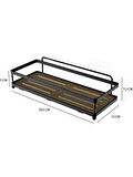 Banyo Düzenleyici Yapışkanlı Metal Banyo Rafı İkili Duş Rafı Organizer Şampuanlık Mat Siyah-GNRL180