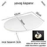 Çelk Ayna Amortisörlü Yavaş Kapanır Oval Klozet Kapağı Metal Montaj Vidalı-716