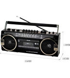Knstar Nostajik Kasetçalar,İbreli Radyo,Bluetooth,Usb+Sd+Fm Radyo,Çift hop, Müzik Çalar-149BT