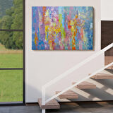 Yüksel Dokulu Soyut Yağlıboya Görünüm Dekoratif Kanvas Duvar Tablosu-3570