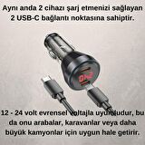 Coofbe Super Şarj  Dijital Göstergeli Çift Type-C Girişli PD60W Araç Şarjı Ve Type-C Şarj Kablosu 