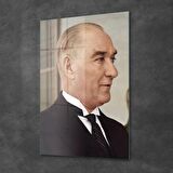 Decovetro Cam Tablo Atatürk Siyah Takım Elbiseli