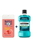 Beyaz Şeftali ve Nektarin Aromalı Nemlendirici Tüm Ciltler İçin Kalıcı Kokulu Duş Jeli 250 ml + Listerine Cool Mint 250 ml