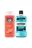 Şeftali Aromalı Nemlendirici Tüm Ciltler İçin Kalıcı Kokulu Duş Jeli 500 ml + Listerine Cool Mint 250 ml
