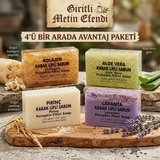 Giritli Efendi Doğal Kabak Lifli Sabun Seti - 4'lü Avantaj Paketi (Kolajen, Aloe Vera, Pirinç, Lavanta)