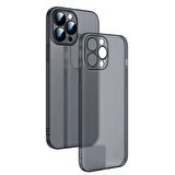 Ally iPhone 13 Pro 6.1inch Frosted Glass Şeffaf Kamera Korumalı Kılıf