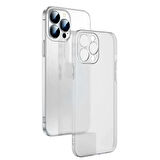Ally iPhone 13 Pro 6.1inch Frosted Glass Şeffaf Kamera Korumalı Kılıf