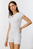 Fitilli Kısa Kollu Kısa Tulum Short Romper KISAKOL-TULUM