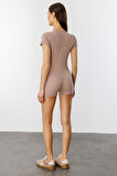  Fitilli Kısa Kollu Kısa Tulum Short Romper KISAKOL-TULUM