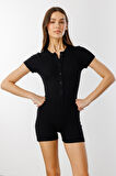  Fitilli Kısa Kollu Kısa Tulum Short Romper KISAKOL-TULUM