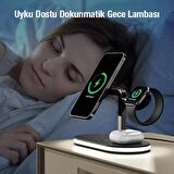 Coofbe 4in1 15W Masaüstü Magsafe Kablosuz Şarj Standı Ve Gece Lambası İphone 12 13 14 Pro Max Şarj Standı