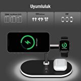 Coofbe 4in1 15W Masaüstü Magsafe Kablosuz Şarj Standı Ve Gece Lambası İphone 12 13 14 Pro Max Şarj Standı