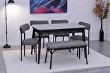 Nehir Alfa Banklı Lak Panel Açılır Mutfak Masa Takımı 75x130cm