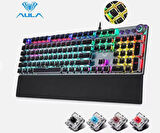 Monozone  Aula F2088 Mekanik Klavye Makro Tuşlu Rgb Oyun Klavyesi Mavi Switch Gökkuşağı Aydınlatmalı 