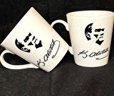 Atatürk Resimli Imzalı Kupa 2'li Porselen Kupa