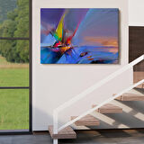 Fırça Darbeli Yelkenli Soyut Yağlıboya Görünüm Kanvas Tablosu-3585