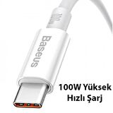 Baseus Super Şarj Kopmaz Kablo 100W Type-C Şarj Kablosu 480Mbps Veri Aktarım Kablosu USB to Type-C