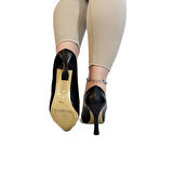 Fiyra 7036 Siyah Cilt İnce Kadeh Topuk Stiletto Topuklu Ayakkabı