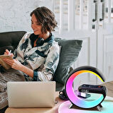 Ally 15W Kablosuz Şarj Standlı Bluetooth hoparlör RGB Gece Lambası