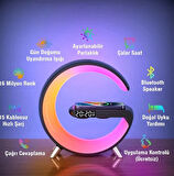 Ally 15W Kablosuz Şarj Standlı Bluetooth hoparlör RGB Gece Lambası