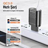 Coofbe Şarj Akım Korumalı 3 Başlıklı 58W USB Type-c Şarj Başlığı İphone 15 15 Pro Max Şarj Aleti