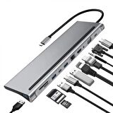 Coofbe 87W Masaüstü 11in1 Hub TYPE-C Çoğaltıcı Dönüştürücü Hub 5Gbps 4K HD VGA SD Dönüştürücü Hub