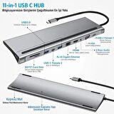 Coofbe 87W Masaüstü 11in1 Hub TYPE-C Çoğaltıcı Dönüştürücü Hub 5Gbps 4K HD VGA SD Dönüştürücü Hub