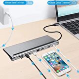 Coofbe 87W Masaüstü 11in1 Hub TYPE-C Çoğaltıcı Dönüştürücü Hub 5Gbps 4K HD VGA SD Dönüştürücü Hub