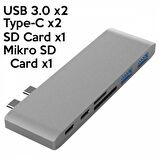 Coofbe Typc-e USB 3.0 Type-C Şarj Usb Kart Reader Çoğaltıcı Hub 6in1 sd kart okuyucu Usb Çoğaltıcı