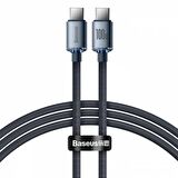 Coofbe BASEUS 1.2mt Led Işıklı Örgülü 100W Type-C to Type-C Hızlı Şarj Kablosu Samsung Huawei Şarj