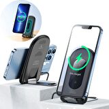 Coofbe Super Şarj 15W Stantlı Katlanabilir Kablosuz Şarj Cihazı Akım Korumalı İphone 14 13 1 2 Şarj