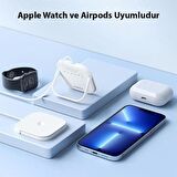 Coofbe Stantlı Magsafe Uyumlu 3in1 15W Kablosuz Şarj Aleti İphone Şarj Apple Watch 8 7 6 5 4 Şarj Standı