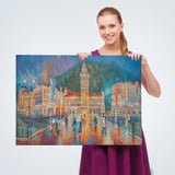 Yağurlu Bir Akşam Yağlıboya Görünüm Dekoratif Kanvas Duvar Tablosu-3597