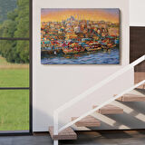 Eminönü Balıkçı Tekneleri Yağlıboya Görünümlü Kanvas Tablo-3598