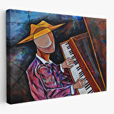 Piyano Çalan Sürreal Adam Duvar Tablosu-3599