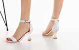 Hakiki Deri Tek Bant Şeffaf Topuk Kadın Ayakkabı