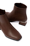  Kahverengi Topuklu Fermuarlı Günlük Kadın Bot