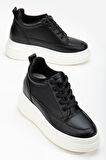 Nesvina Kadın Gizli Topuk Siyah - Beyaz Sneaker