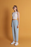 Beli Lastikli Düz Kadın Bebe Mavi Pantolon