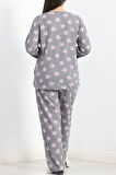 Bisiklet Yaka Battal Pijama Takımı Beyazyıldızlı - 776.1287.