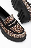 Leopar Günlük Yüksek Tabanlı Loafer Ayakkabı