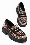 Leopar Günlük Yüksek Tabanlı Loafer Ayakkabı