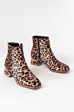 RM-500 Leopar Topuklu Fermuarlı Günlük Kadın Bot