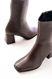 MSK-032 Kahve Topuklu Fermuarlı Kadın Bot