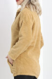 Fermuarlı Peluş Mont Camel - 9061.1153.