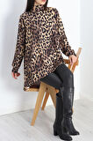 Asimetrik Kesim Uzun Kollu Bluz Leopar - 20940.1256.