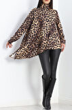 Asimetrik Kesim Uzun Kollu Bluz Leopar - 20940.1256.